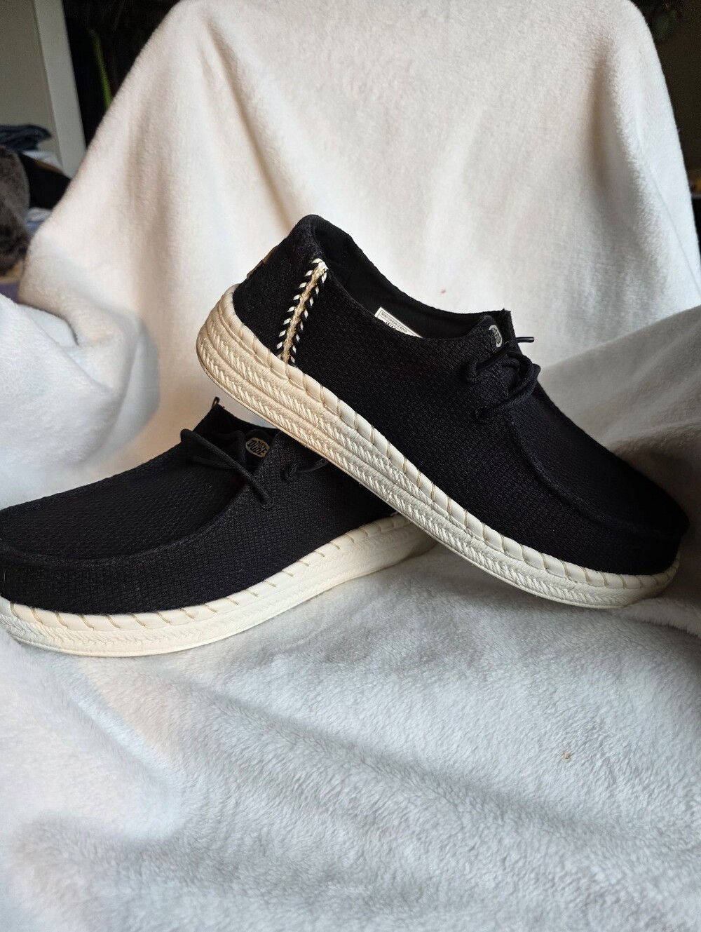 Hey Dude Womens Wendy Espadrille Woven Black
